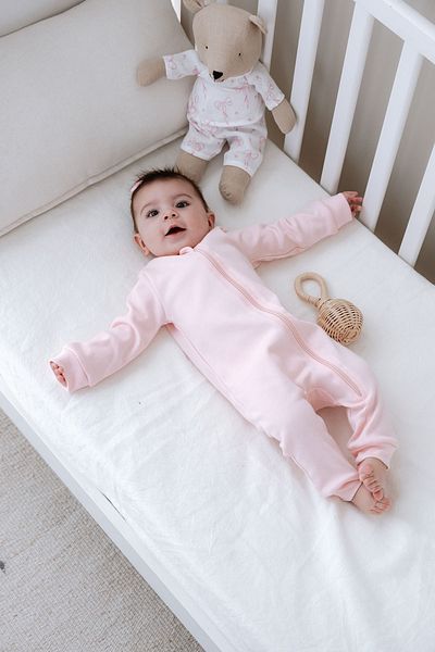Tuğba Kuğu Zippered Jumpsuit Without Booties - Pureline Series - Pink