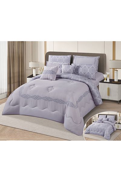 HOURS Horse 8-Piece Soft Embroidered Double-Sided Heavy Fill Quilt Set Cornelia-006