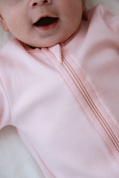 Tuğba Kuğu Zippered Jumpsuit Without Booties - Pureline Series - Pink
