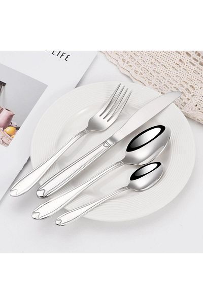TOHFAT-AL MAIDAH Luxury 72-Piece Flatware Set for 12 People, 18/10 Stainless Steel