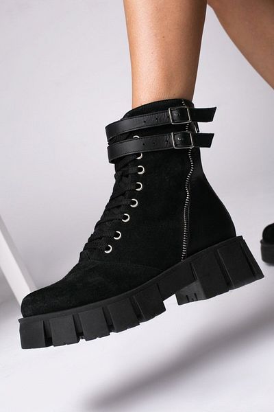 Vanilla Days Selina Boots Natural Suede and Smooth Leather Metal Zipper Accessory