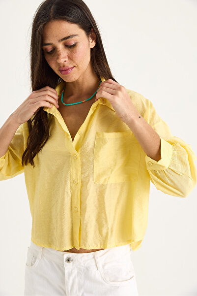 Bianco Lucci Women's Half Sleeve Single Pocket Detailed Shirt 60282013