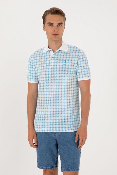 U.S. Polo Assn. Men's Regular Fit Polo Neck Turquoise Patterned T-Shirt 50299672-Vr093