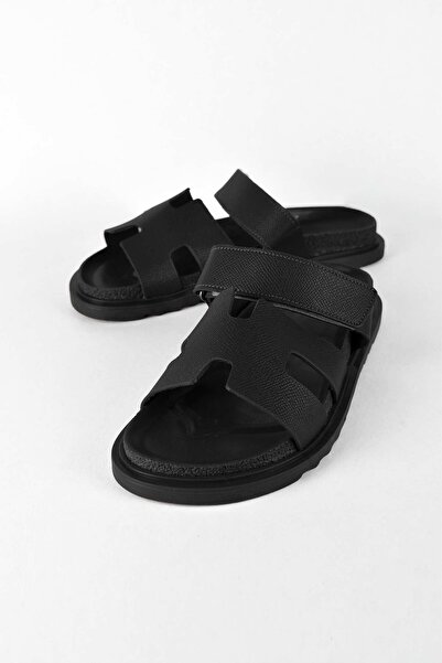 birizmoda Women's Open Front Velcro Comfortable Poly Sole Daily Slippers - Black