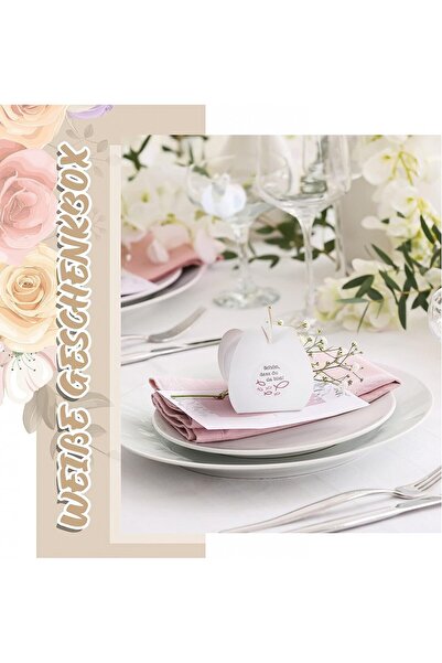 CENSEN Set of 48 Censen sticker boxes, cardboard, white/pink, 6 x 6 x 5.5 cm