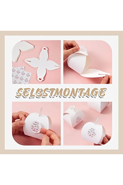 CENSEN Set of 48 Censen sticker boxes, cardboard, white/pink, 6 x 6 x 5.5 cm