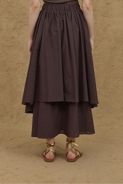 Fahhar Multi-Layered Skirt Brown