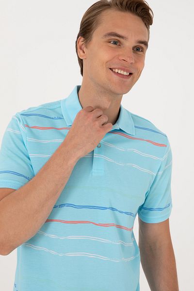 U.S. Polo Assn. Ανδρικό μπλουζάκι Aqua με κανονική εφαρμογή Polo Neck 50299642-VR007