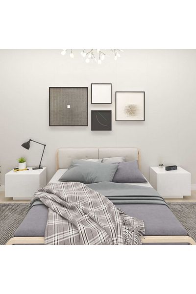 vidaxl Bedside Cabinet White 100x35x40 cm Engineered Wood
