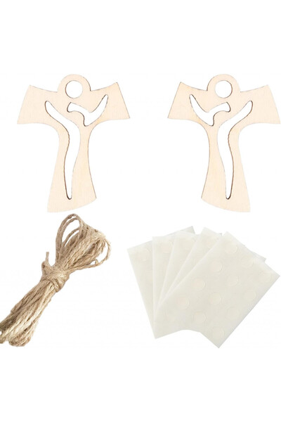 Azexcy Set de 50 pandantive cruce cu stickere și sul de frânghie pentru botez...