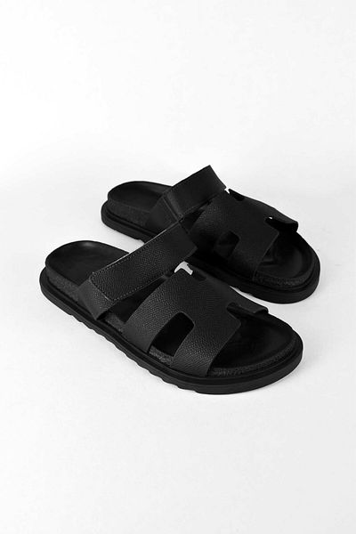 birizmoda Women's Open Front Velcro Comfortable Poly Sole Daily Slippers - Black