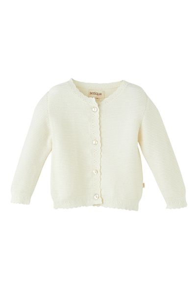 Patique Kids Ecru Organic Cotton Thin Knitwear Baby Cardigan 6-36 Months