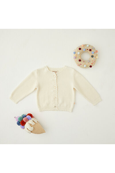 Patique Kids Ecru Organic Cotton Thin Knitwear Baby Cardigan 6-36 Months