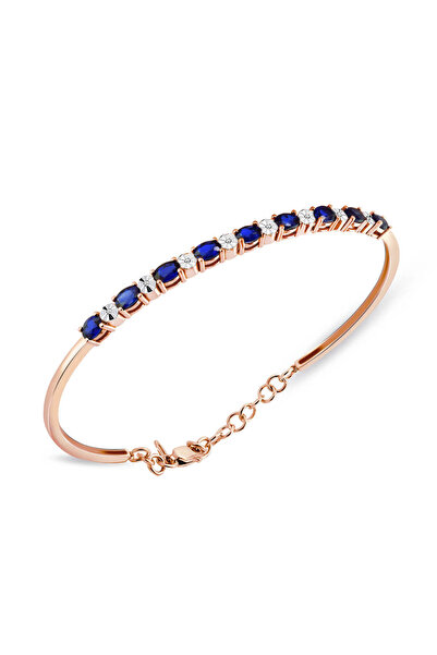 Lilarote Pırlanta 2.10 Ct Pırlantalı Oval Rose Safir Bilezik