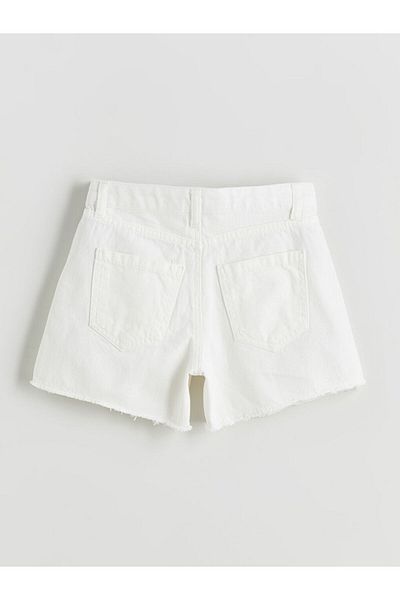 LC Waikiki Beige Floral Girl's Jean Shorts