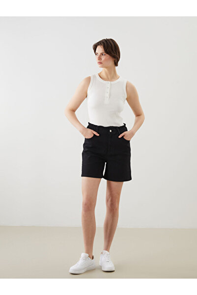 LC Waikiki Black Elastic Waist Women's Jean Shorts