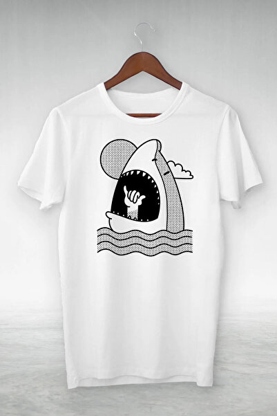 donamod Ajkula talas Štampano Oversize kroj T-shirt