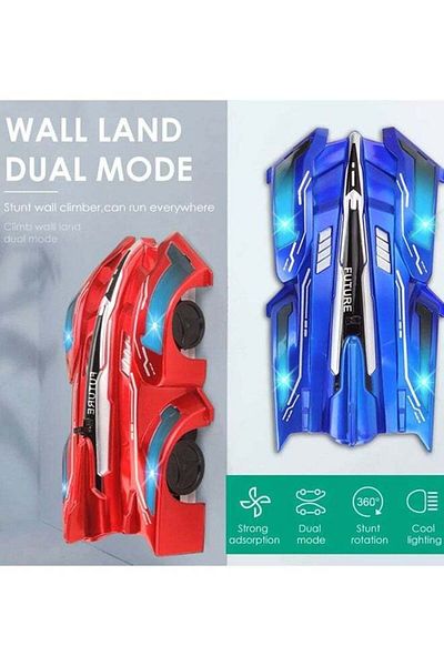 COOYA USB Charging Remote Control Wall Climbing Racing Car with LED Light 8.5 x 15 x 5.5cm, Red