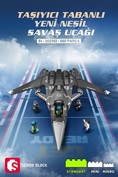 Sembo Block Taşıyıcı Tabanlı Yeni Nesil Savaş Uçağı Yapı Bloğu Seti 960 parça