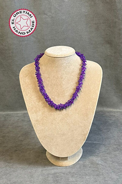 Uretti - Tuğba 9352 1580 Handmade Purple Sand Beaded Necklace