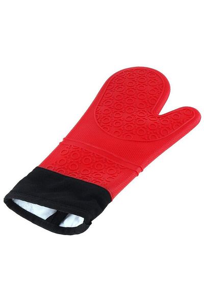 3B Trend Silicone Fireproof Non-Stick Insulated Kitchen Oven Gloves Red