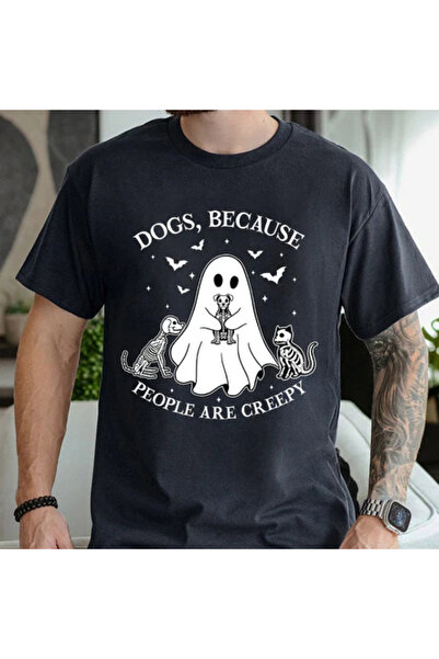 donamod Μπλουζάκι με στάμπα με σκύλους, επειδή οι ανθρώποι είναι τρομακτικοί