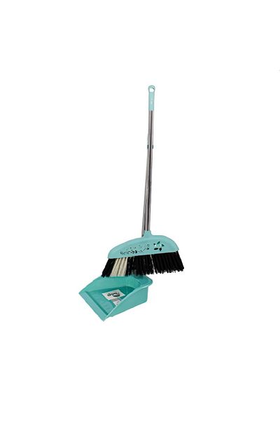 rexa Turquoise Sweeper Set with Handle – Open Dust Pan & Broom for Easy Floor Cleaning