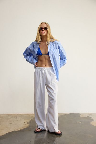 bases. Wide Leg Draped Trousers