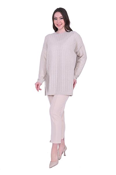 Invee Silvery Ripple Knitwear Tunic CREAM
