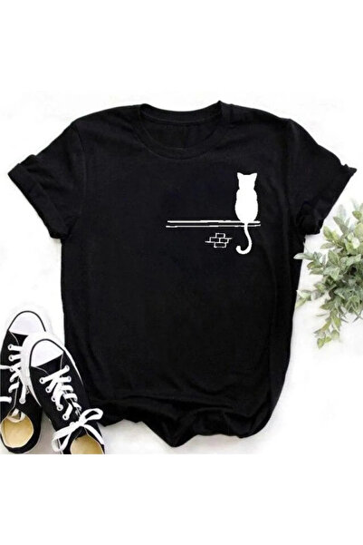 donamod Γυναικείο μπλουζάκι με σχέδιο γάτας