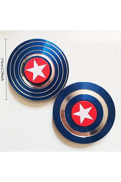 LRS STORE Premium Metal Stress Wheel Captain America Shield Figured Finger Spinner Blue