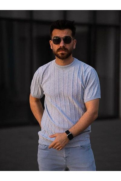Gameyal 3 Pieces Men's Flexible Ribbed Knitwear T-Shirt Set of 3