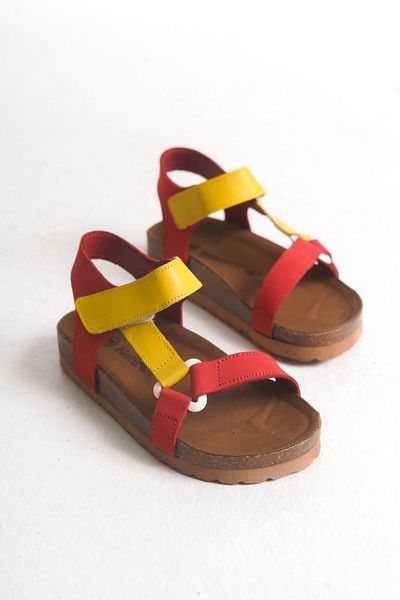Naturex Genuine Leather Orthopedic Children's Sandals Colorful Velcro Comfortable Sole Sandals Summer Daily Sandals