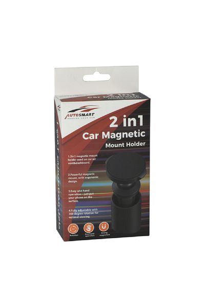 AUTOSMART 2 in 1 Car Magnetic Mount Holder Black