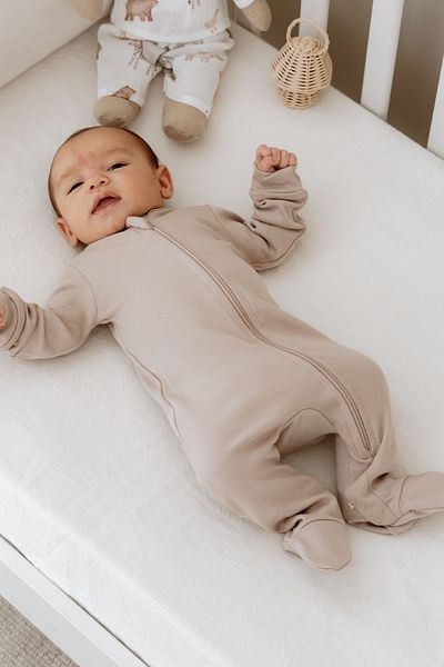Tuğba Kuğu Zippered Booties Baby Jumpsuit - Pureline Series - Brown