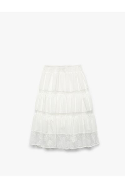Koton Gipeli Tulle Detailed Layered Cotton Midi Skirt