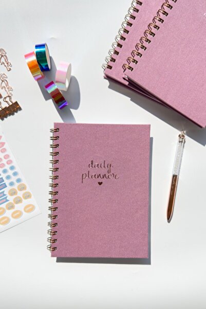 Martius Art مخطط يومي حلزوني A5 / مخطط يومي / مخطط إنجليزي / مخطط ليلك روز جولد