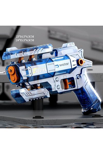 Flippy Manual Water Blaster, Safe Toy For Kids, S-shooter Design, 23x14.5 Cm, Transparent Blue