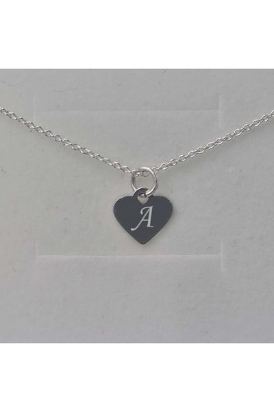 dalimag Bratara argint 925, 25 cm, si charm inima argint cu agatare inima, gravat litera A