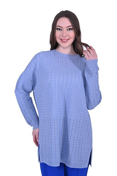 Invee Silvery Ripple Knitwear Tunic ΜΠΛΕ