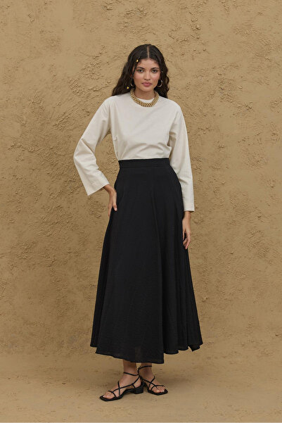 Fahhar Gode Flared Skirt Black