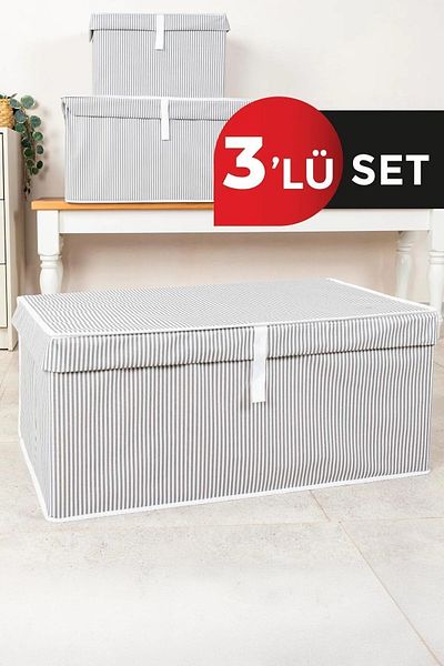 Tex Republic Alas 3-Piece Multi-Purpose Box Megaplus 70X40X30 cm Interlining (Non-Washable)