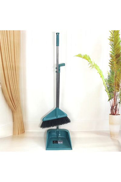 rexa Windproof Soft Brush Broom Set – Extra Long Stainless Steel Handle, Non-Stick Hair Dustpan