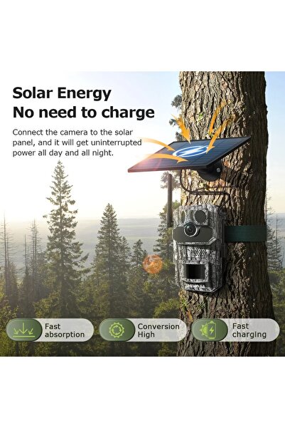 RMZTECH AV-S943H 3MP 4G Solar Foto Kapan No-Glow Kamuflaj Avcılık Doğal Yaşam Kamerası Sim Kartlı