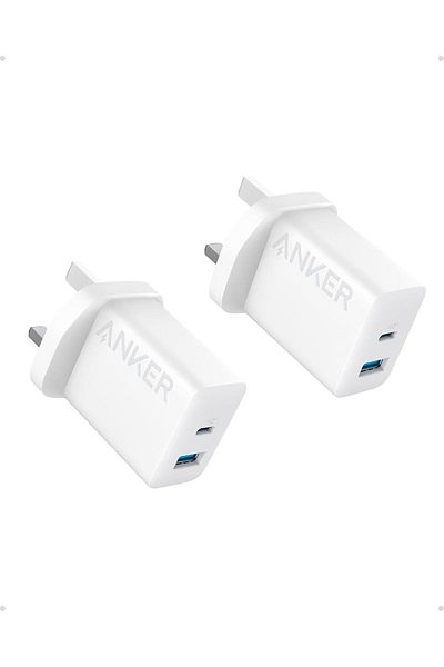 Anker USB-C Dual-Port Wall Charger, 20W Fast Charging for iPhone, iPad, AirPods, and More (Cable Not
