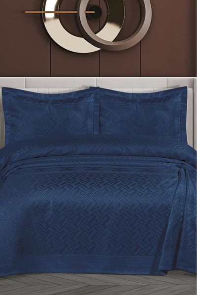 Çeyiz Diyarı Lena Chenille Double Bedspread 240X260 cm Navy Blue