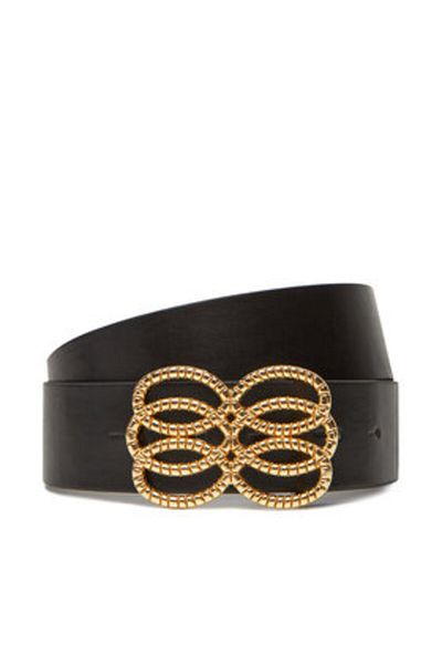 PIECES Curea de damă neagră pentru femei PIECES-17158014 BLACK GOLD TRIM