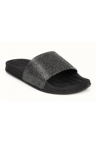 stilfest Daily Summer Casual Comfortable Shiny Women's Slippers Black