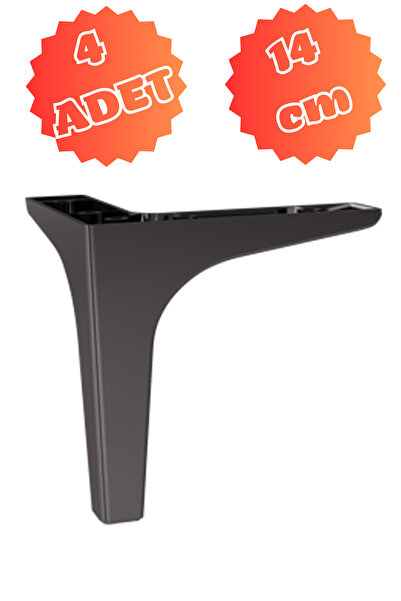 MİSLİNE MODA 14 CM MAT SİYAH (4 ADET) Mobilya Ayağı ,Kanepe Ayağı, Koltuk Aya...