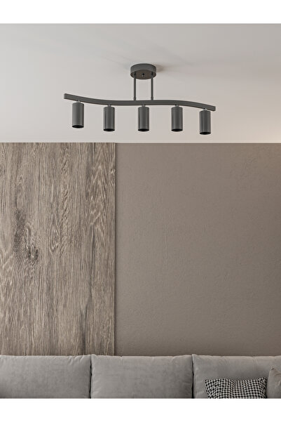 avizade SOLVİA Vintage Siyah Metalik 5’li Spot Avize | Gu10 Duylu Endüstriyel...